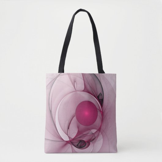 Swingende Fractal, Moderne Abstracte Bes Roze Kuns Tote Bag (Voorkant)