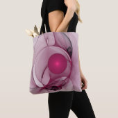 Swingende Fractal, Moderne Abstracte Bes Roze Kuns Tote Bag (Dichtbij)