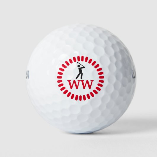 Swingende Golfer Rood MONOGRAAF Golfballen (Voorkant)