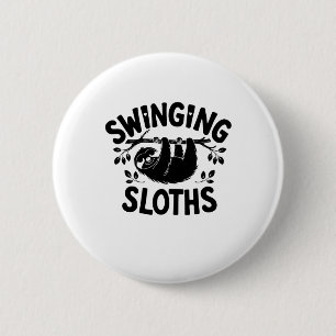 Swingende luiaards hangen daar in de Sticker Ronde Button 5,7 Cm