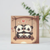 Swingende Panda Liefdeskaart Feestdagenkaart (Staand voorkant)