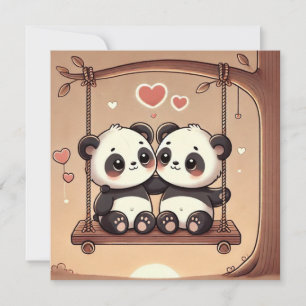 Swingende Panda Liefdeskaart Feestdagenkaart