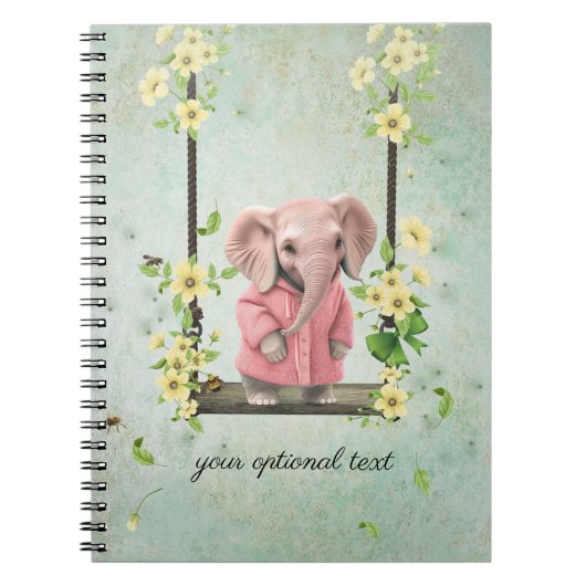 Swingende Roze Olifant Spiraal Foto Notitieboek (Voorkant)