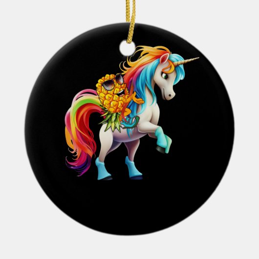 Swinger Ondersteboven Ananas Magische Eenhoorn Reg Keramisch Ornament (Voorkant)