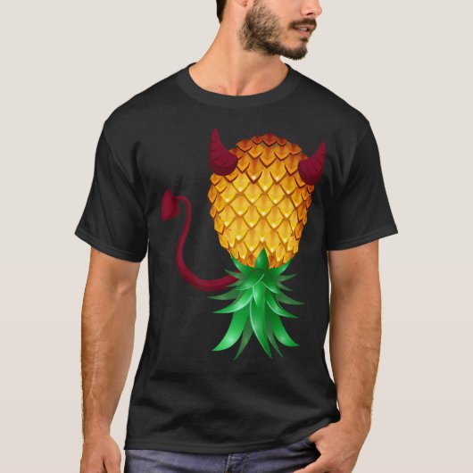 Swinger ondersteboven Bad Pineapple Devil Horn T-shirt (Voorkant)