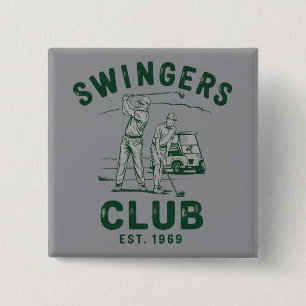 Swingers Club Grappig Sarcasme Golfen Golfer Vierkante Button 5,1 Cm