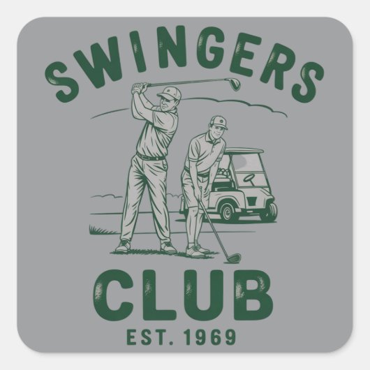 Swingers Club Grappig Sarcasme Golfen Golfer Vierkante Sticker (Voorkant)