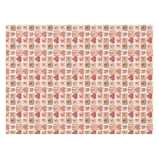 Swingin' Sixties Valentine Patchwork Tafelkleed (Voorkant (Horizontaal))
