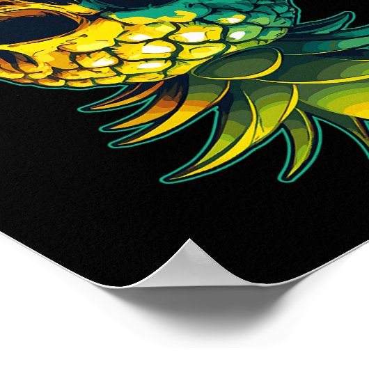 Swinging Ananas schedel Grappig ondersteboven Pine Poster (Hoek)