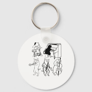 Swinging Cats Jazz Muziek Grappig Kat Cartoon Sleutelhanger