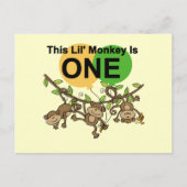 Swinging Monkeys 1e Verjaardag t shirten en gesche Briefkaart (Voorkant)