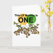 Swinging Monkeys 1e Verjaardag t shirten en gesche Kaart (Gele Bloem)