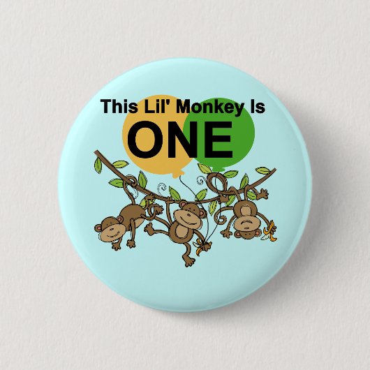 Swinging Monkeys 1e Verjaardag t shirten en gesche Ronde Button 5,7 Cm (Voorkant)