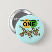 Swinging Monkeys 1e Verjaardag t shirten en gesche Ronde Button 5,7 Cm (Voorkant /achterkant)