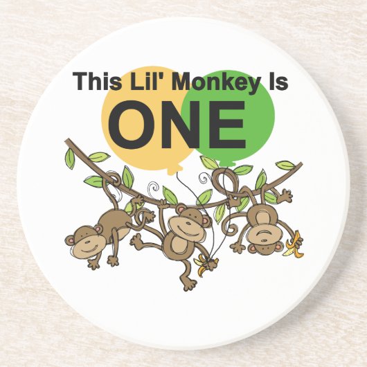 Swinging Monkeys 1e Verjaardag t shirten en gesche Zandsteen Onderzetter (Voorkant)