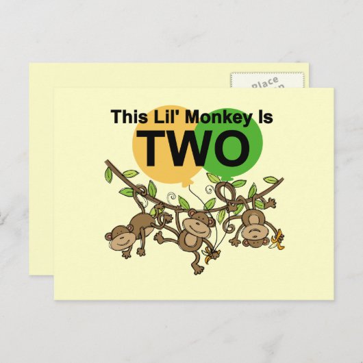 Swinging Monkeys 2e Verjaardag T-shirts en geschen Briefkaart (Voorkant / Achterkant)