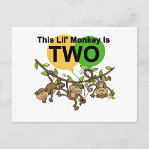 Swinging Monkeys 2e Verjaardag T-shirts en geschen Briefkaart