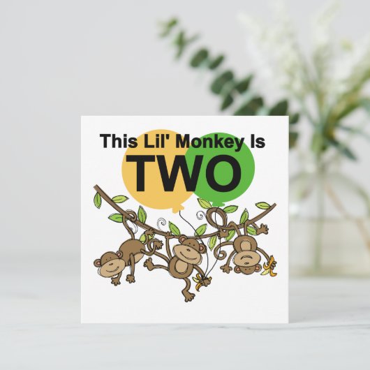 Swinging Monkeys 2e Verjaardag T-shirts en geschen Kaart (Staand voorkant)