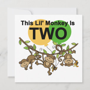 Swinging Monkeys 2e Verjaardag T-shirts en geschen Kaart