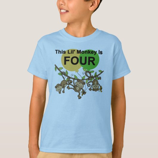Swinging Monkeys 4e Verjaardag Tshirts en geschenk (Voorkant)