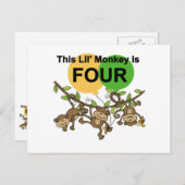 Swinging Monkeys 4e Verjaardag Tshirts en geschenk Briefkaart (Voorkant / Achterkant)