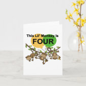 Swinging Monkeys 4e Verjaardag Tshirts en geschenk Kaart (Gele Bloem)