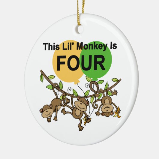 Swinging Monkeys 4e Verjaardag Tshirts en geschenk Keramisch Ornament (Links)