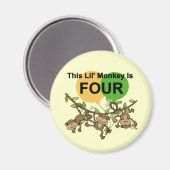 Swinging Monkeys 4e Verjaardag Tshirts en geschenk Magneet (Voorkant / Achterkant)