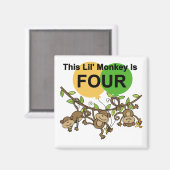 Swinging Monkeys 4e Verjaardag Tshirts en geschenk Magneet (Voorkant / Achterkant)