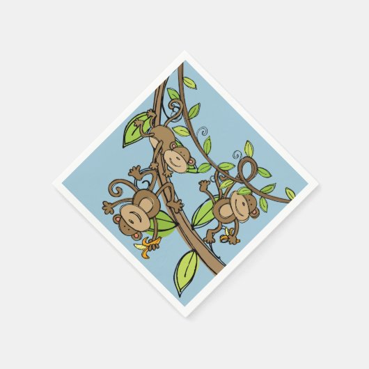 Swinging Monkeys Verjaardagspapier servetten (Hoek)