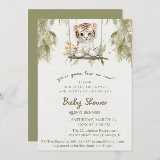 Swinging Safari: Leeuwenwelpje's Wild Adventure Kaart (Voorkant / Achterkant)