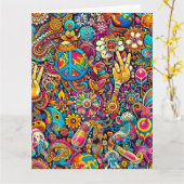 Swinging Sixties Groot Gevouwen Wenskaart Kaart (Gele Bloem)