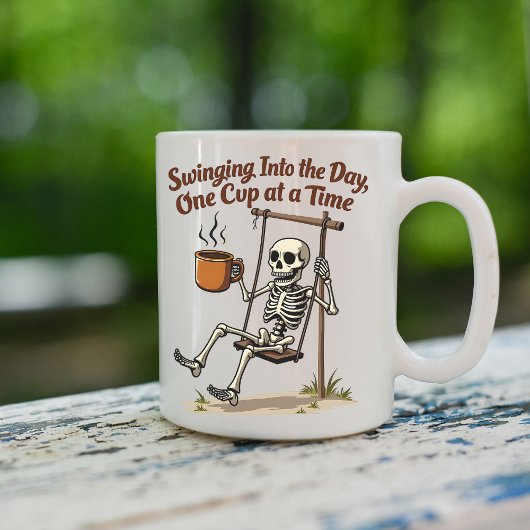 Swinging Skeleton Coffee Mok