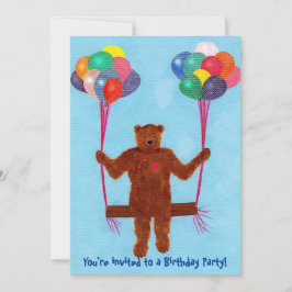 Swinging Teddy Bear Balloon Swing Verjaardag uitno Kaart