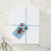 Swinging Teddy Bear Gepersonaliseerde Verjaardagsc Cadeaulabel (Met Touw)