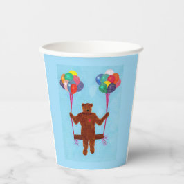 Swinging Teddy Bear op Ballon Swing Verjaardagsbek Papieren Bekers
