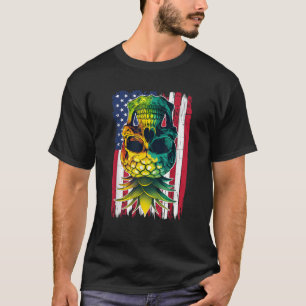 Swinging Upside Down Ananas Amerikaanse vlag 4th o T-shirt