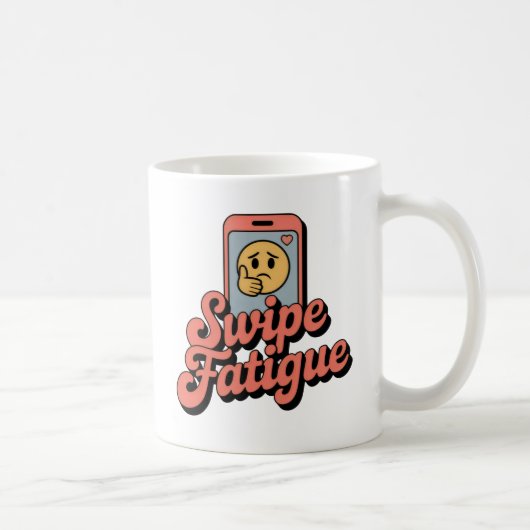 Swipe Fatigue | Modern Romance with Tired Emoji Koffiemok (Rechts)