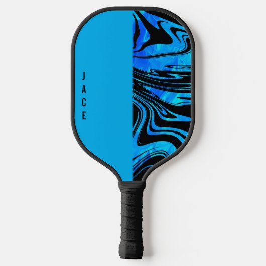 Swirl and Solid Blue Monogram Pickleball Paddle (Achterkant)