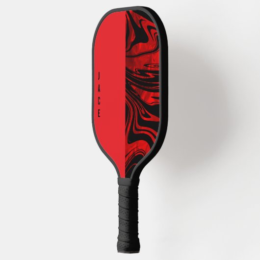 Swirl and Solid Red Monogram Pickleball Paddle (Links)