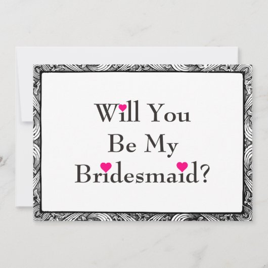 Swirl... ben je mijn Bridesmaid met roze hart Kaart (Voorkant)