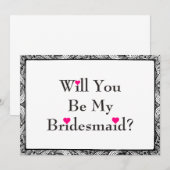 Swirl... ben je mijn Bridesmaid met roze hart Kaart (Voorkant / Achterkant)