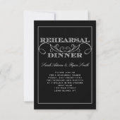 Swirl Black and White Rehearsal Dinner Invitation Kaart (Voorkant)