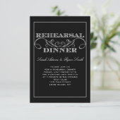 Swirl Black and White Rehearsal Dinner Invitation Kaart (Staand voorkant)