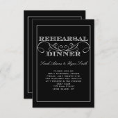 Swirl Black and White Rehearsal Dinner Invitation Kaart (Voorkant / Achterkant)