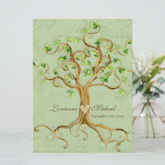 Swirl boomwortels Verouderde Groene Perkamentbruil Kaart (Staand voorkant)