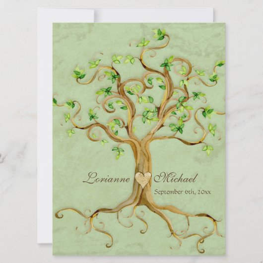 Swirl boomwortels Verouderde Groene Perkamentbruil Kaart (Voorkant)