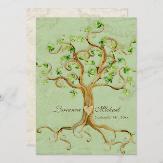 Swirl boomwortels Verouderde Groene Perkamentbruil Kaart (Voorkant / Achterkant)
