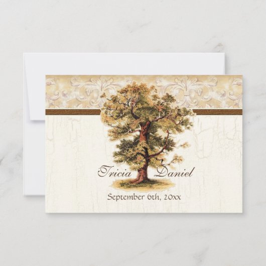 Swirl boomwortels Verouderde Perkament Bruiloft Kaart (Achterkant)