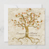 Swirl boomwortels Verouderde Perkament Bruiloft Kaart (Achterkant)